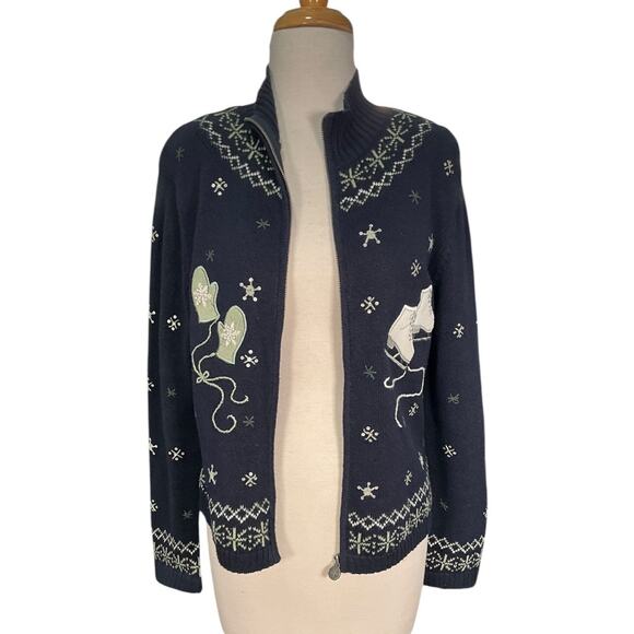 Vintage Christopher & Banks Hand Embroidered Small Jacket Ice Skates & Mittens - Picture 3 of 11